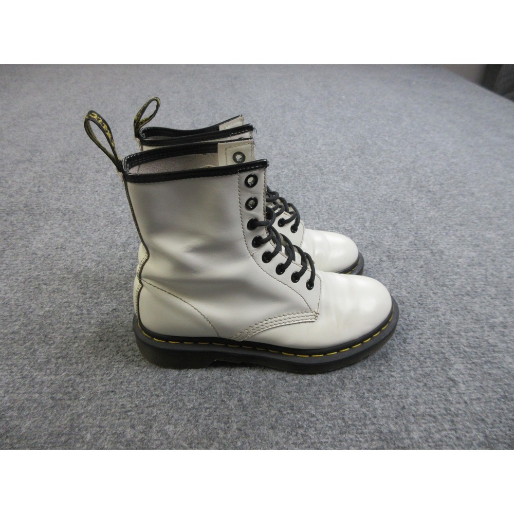 Dr. Martens‎ 1460 Boots Womens Size 7 White Leather Combat Lace Up Punk Shoes
